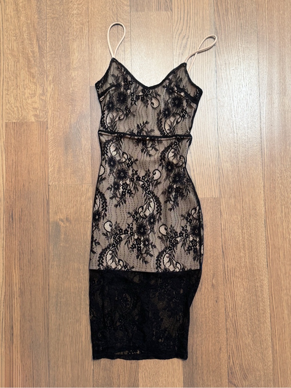 BEBE Cocktail Club Black Lace Overlay Midi Dress Size XXS / 0